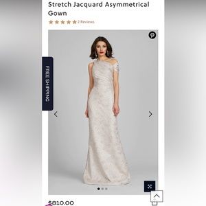 Teri Jon Stretch Jacquard Asymmetrical Gown